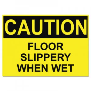 Headline Sign USS5494 OSHA Safety Signs, CAUTION SLIPPERY WHEN WET, Yellow/Black, 10 x 14