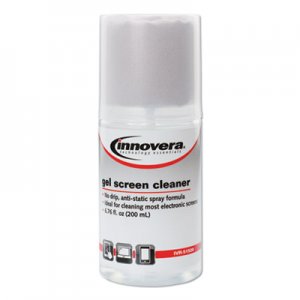 Innovera IVR51520 Anti-Static Gel Screen Cleaner, with Gray Microfiber Cloth, 4 oz Spray Bottle