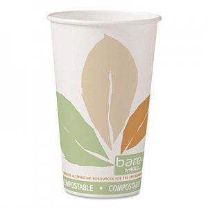Dart SCC316PLABB Bare by Solo Eco-Forward PLA Paper Hot Cups, Leaf Design, 16 oz, 1000/Carton