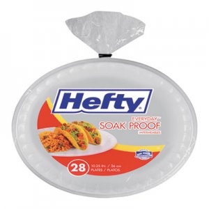 Hefty RFPD21029 Soak Proof Tableware, Foam Plates, 10 1/4" dia, White, 28/Pack