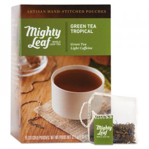 Mighty Leaf Tea MLC40002 Whole Leaf Tea Pouches, Green Tea Tropical, 15/Box