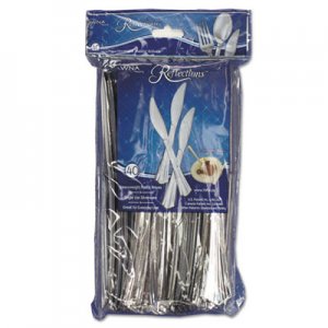 WNA REF320KN Reflections Heavyweight Plastic Utensils, Knife, Silver, 7 1/2", 40/Pack