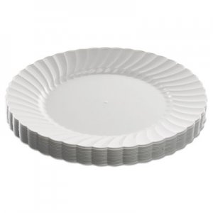 WNA WNARSCW91512W Classicware Plastic Dinnerware, Plates, Plastic, White, 9in, 12/Bag, 15/Carton