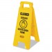 Rubbermaid Commercial RCP611278YEL Multilingual "Closed" Sign, 2-Sided, Plastic, 11w x 12d x 25h, Yellow