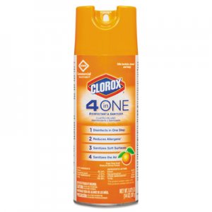 Clorox 31043CT 4-in-One Disinfectant & Sanitizer, Citrus, 14oz Aerosol, 12/Carton