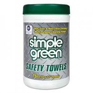 Simple Green 13351CT Safety Towels, 10 x 11 3/4, 75/Canister, 6 per Carton