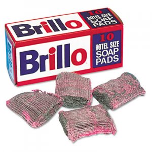 Brillo PUXW240000CT Hotel Size Steel Wool Soap Pad, 10/Box, 120/Carton