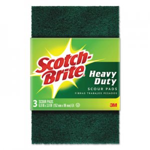 Scotch-Brite MMM22310CT Heavy-Duty Scour Pad, 3.8w x 6"L, Green, 3/Pack, 10 Packs/Carton
