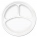 Dart DCC10CPWF Famous Service Plastic Dinnerware, Plate, 3-Comp, 10 1/4" dia, White, 500/Carton