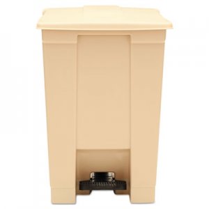 Rubbermaid Commercial RCP6144BEI Indoor Utility Step-On Waste Container, Square, Plastic, 12 gal, Beige