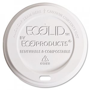 Eco-Products ECOEPECOLID8 EcoLid Renewable/Compostable Hot Cup Lids, Fits 8 oz Hot Cups, 50/PK, 16 PK/CT