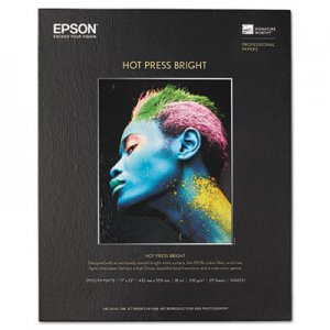 Epson EPSS042331 Hot Press Bright Fine Art Paper, 17 x 22, Bright White, 25 Sheets
