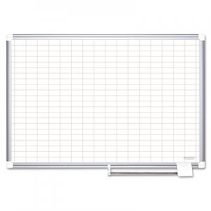 MasterVision BVCCR1230830 Gridded Magnetic Porcelain Planning Board, 1 x 2 Grid, 72 x 48, Aluminum Frame