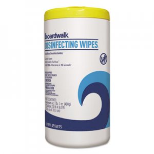 Boardwalk BWK455W75 Disinfecting Wipes, 8 x 7, Lemon Scent, 75/Canister, 6 Canisters/Carton