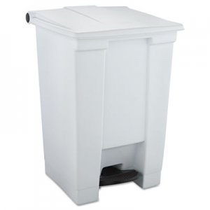 Rubbermaid Commercial RCP6144WHI Indoor Utility Step-On Waste Container, Square, Plastic, 12 gal, White