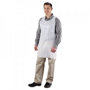 AmerCareRoyal RPPDA2442 Poly Apron, White, 24 in. W x 42 in. L, One Size Fits All, 1000/Carton