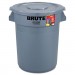 Rubbermaid Commercial RCP863292GRA Brute Container with Lid, Round, Plastic, 32 gal, Gray