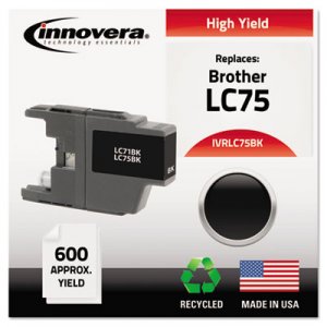 Innovera IVRLC75BK Remanufactured LC75BK High-Yield Ink, Black