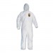 KleenGuard KCC49114 A20 Elastic Back, Cuff & Ankle Hooded Coveralls, Zip, X-Large, White, 24/Carton