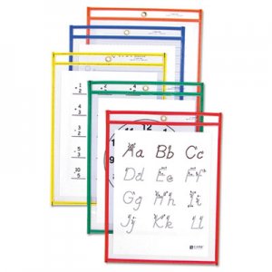 C-Line CLI40620 Reusable Dry Erase Pockets, 9 x 12, Assorted Primary Colors, 25/Box