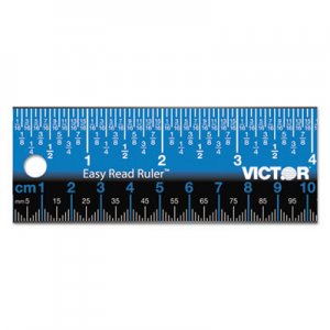 Victor VCTEZ18SBL Easy Read Stainless Steel Ruler, Standard/Metric, 18", Blue