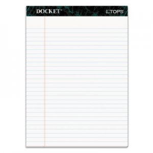 TOPS TOP63416 Docket Ruled Perforated Pads, 8 1/2 x 11 3/4, White, 50 Sheets, 6/Pack