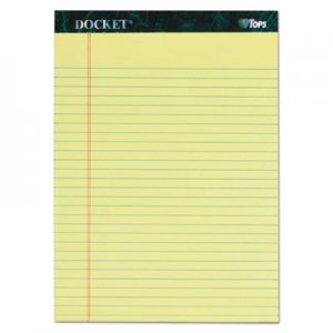 TOPS TOP63406 Docket Ruled Perforated Pads, 8 1/2 x 11 3/4, Canary, 50 Sheets, 6/Pack