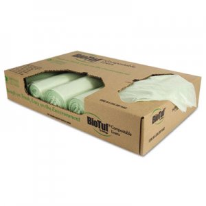 Heritage HERY6848YER01 Biotuf Compostable Can Liners, 32 gal, 1 mil, 34 x 48, Green, 100/Carton