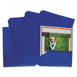 C-Line CLI32935 Two-Pocket Heavyweight Poly Portfolio Folder, 3-Hole Punch, Letter, Blue, 25/Box
