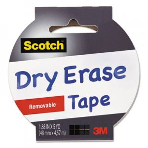 Scotch MMM1905RDEWHT Dry Erase Tape, 3" Core, 1.88" x 5 yds, White
