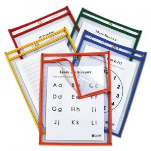 C-Line CLI42620 Reusable Dry Erase Pockets, Easy Load, 9 x 12, Assorted Primary Colors, 25/Pack
