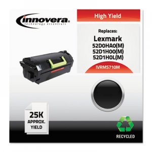 Innovera IVRMS710M Compatible Reman 52D0HA0 High-Yield Toner, 25000 Page-Yield, Black