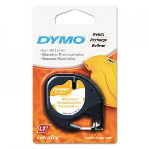 DYMO DYM18771 LetraTag Fabric Iron-On Labels, 0.5" x 6.5 ft, White