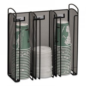 Safco SAF3292BL Onyx Breakroom Organizers, 3Compartments, 12.75x4.5x13.25, Steel Mesh, Black