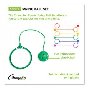 Champion Sports CSISBSET Swing Ball Set, Plastic, Assorted Colors, 6/Set
