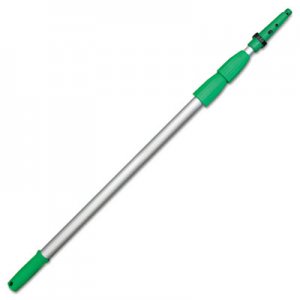 Unger UNGED450 Opti-Loc Aluminum Extension Pole, 14ft, Three Sections, Green/Silver
