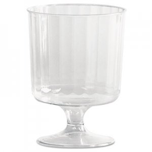 WNA WNACCW5240 Classic Crystal Plastic Wine Glasses on Pedestals, 5 oz., Clear, Fluted, 10/Pack