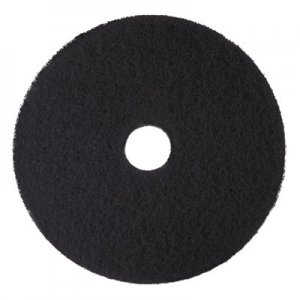 3M MMM08276 Low-Speed High Productivity Floor Pads 7300, 18" Diameter, Black, 5/Carton