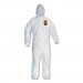 KleenGuard KCC46115 A30 Elastic-Back & Cuff Hooded Coveralls, White, 2X-Large, 25/Case