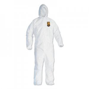 KleenGuard KCC44325 A40 Elastic-Cuff and Ankles Hooded Coveralls, White, 2X-Large, 25/Case