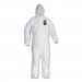 KleenGuard KCC46114 A30 Elastic-Back & Cuff Hooded Coveralls, White, X-Large, 25/Case