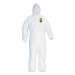 KleenGuard KCC44324 A40 Elastic-Cuff and Ankles Hooded Coveralls, White, X-Large, 25/Case