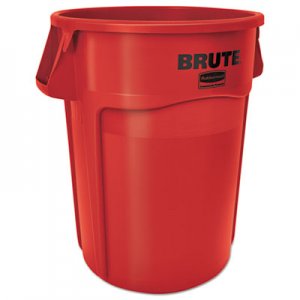 Rubbermaid Commercial RCP264360REDCT Brute Vented Trash Receptacle, Round, 44 gal, Red, 4/Carton