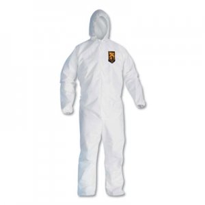 KleenGuard KCC49117 A20 Elastic Back, Cuff and Ankles Hooded Coveralls, 4X-Large, White, 20/Carton
