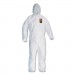 KleenGuard KCC49117 A20 Elastic Back, Cuff and Ankles Hooded Coveralls, 4X-Large, White, 20/Carton