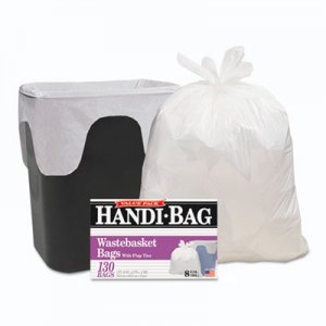 Handi-Bag WBIHAB6FW130CT Super Value Pack, 8gal, 0.6mil, 22 x 24, White, 130/Box, 6 Box/Carton