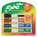EXPO 1944728 Magnetic Dry Erase Marker, Chisel Tip, Assorted, 4/Pack