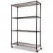 Alera ALESW604818BL NSF Certified 4-Shelf Wire Shelving Kit with Casters, 48w x 18d x 72h, Black