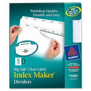 Avery 11492 Big Tab Index Maker Clear Label Dividers