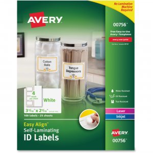 Avery 00756 Easy Align Self-Laminating ID Labels